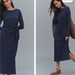 Anthropologie Navy Midi Dress